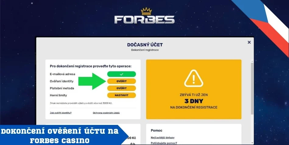 Dokončení ověření účtu na Forbes Casino
